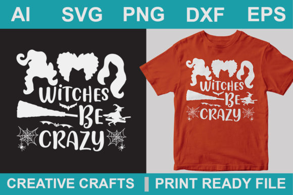 Halloween T-Shirt Design Witches Be Crazy Review